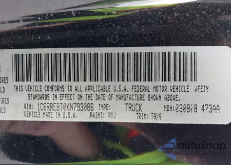 2019 Ram 1500 Big Horn/Lone Star 4X2 6'4 Box from USA, damaged, VIN 1C6RREBT0KN793086